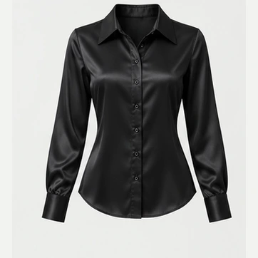 Afterhours Satin Shirt in Ink black, front view