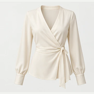 Gallery Wrap Blouse in Ivory, front view